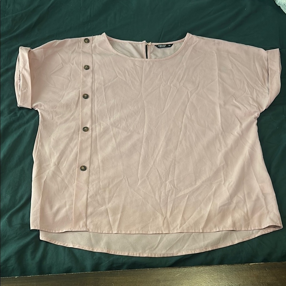 SHEIN Blush Pink Button Detail Blouse